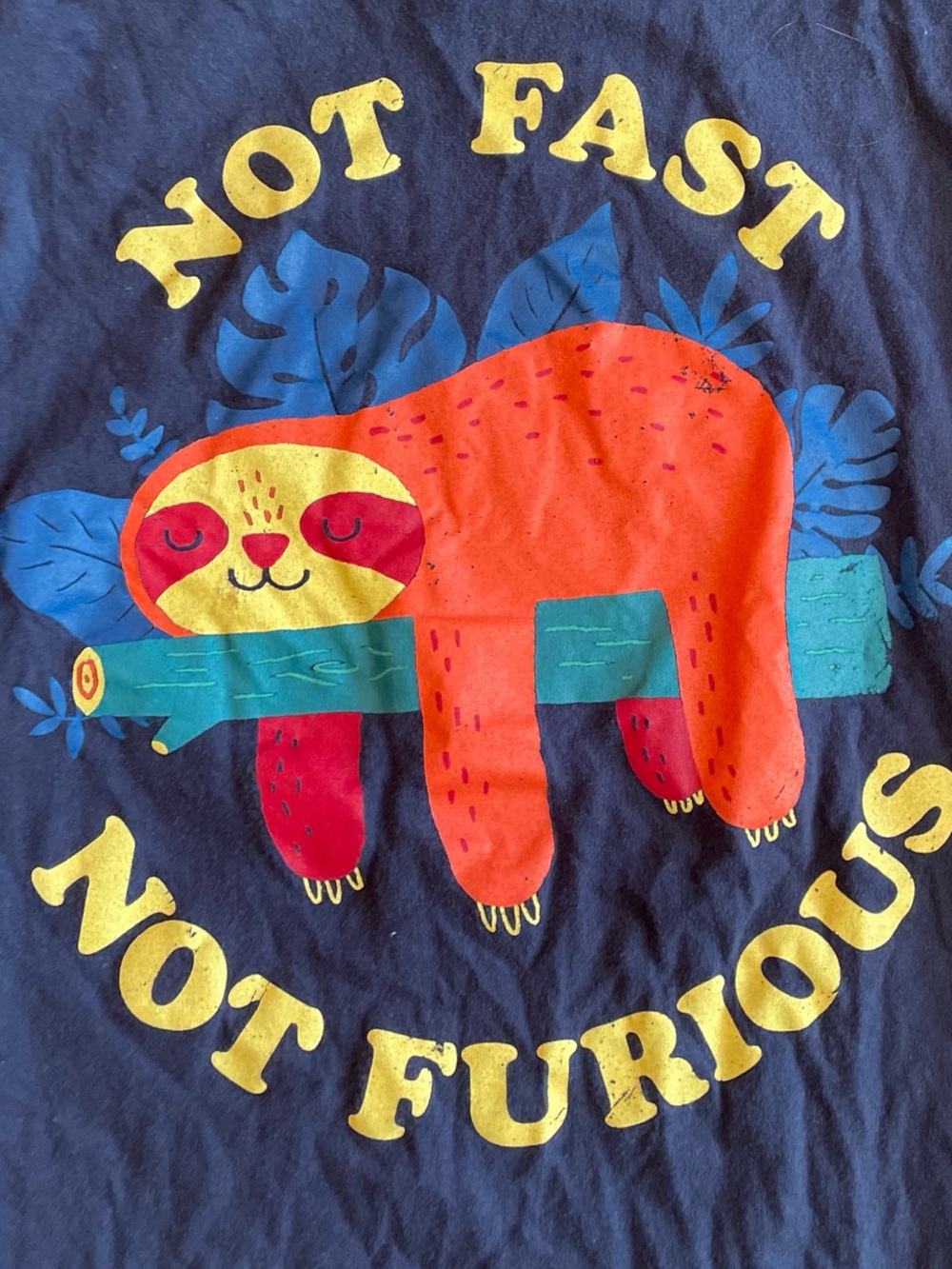 Navy Sloth Graphic Tee - Not Fast Not Furious